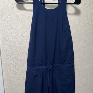 Navy Blue Sleeveless Jumpsuit with Drawstring Waist - Women’s small